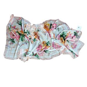 Giani Bernini Pink Striped Floral Rectangular Scarf NWT